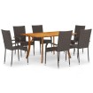 Juego de comedor de jardín de 7 piezas marrón