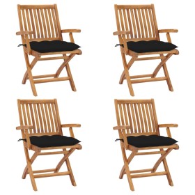 Sillas de jardín plegables 4 uds madera maciza teca con
