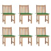 Sillas de jardín 6 unidades con cojines madera maciza de teca