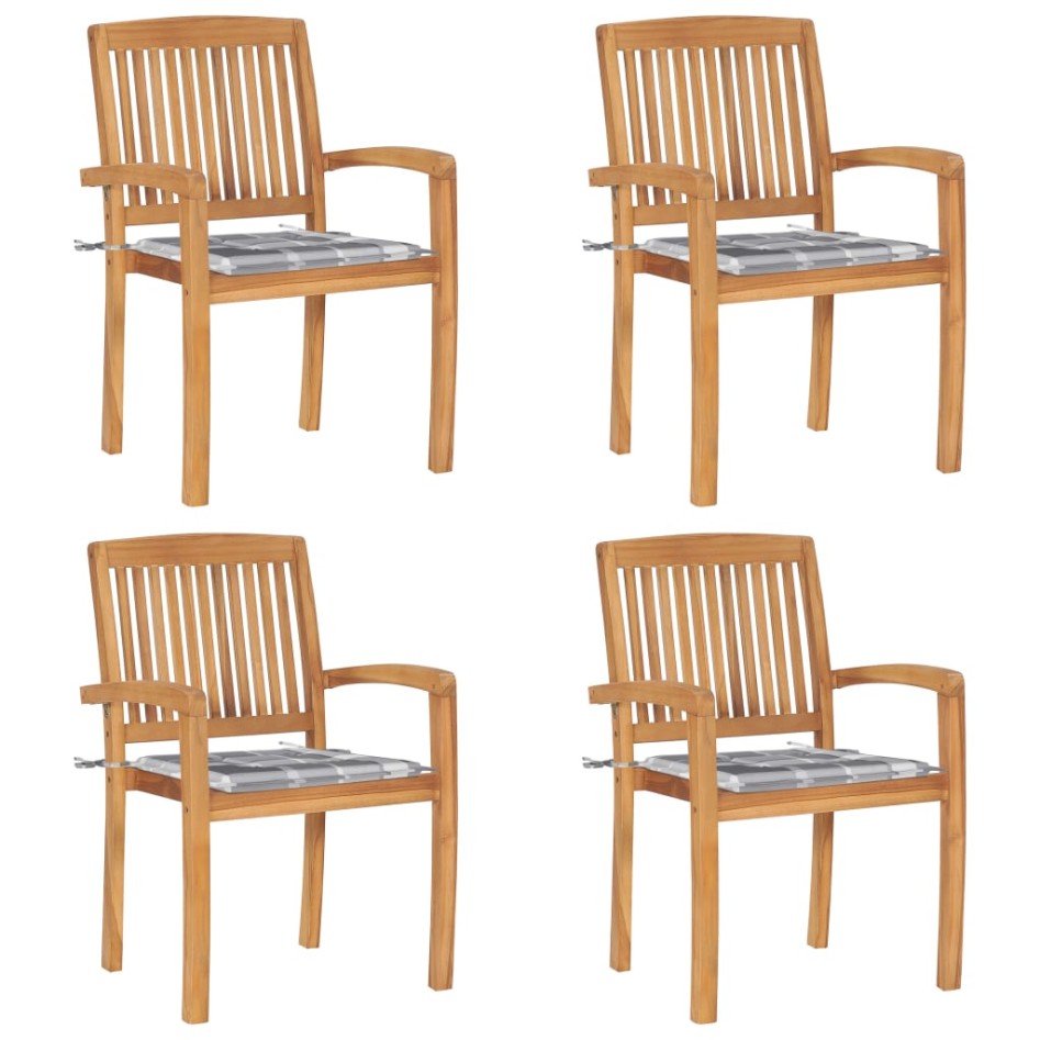 Sillas de jardín apilables 4 uds madera de teca con