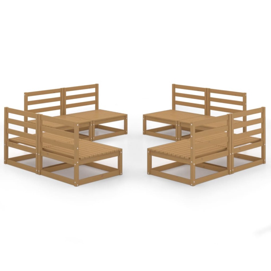 Muebles de jardín 8 piezas marrón miel madera madera de