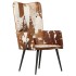 Sillón orejero de pelo cuero auténtico marrón y