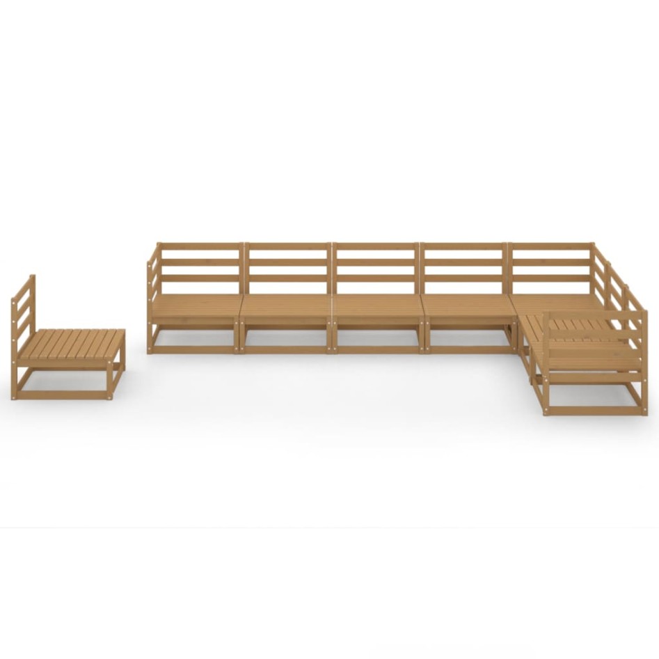 Muebles de jardín 8 piezas marrón miel madera maciza de