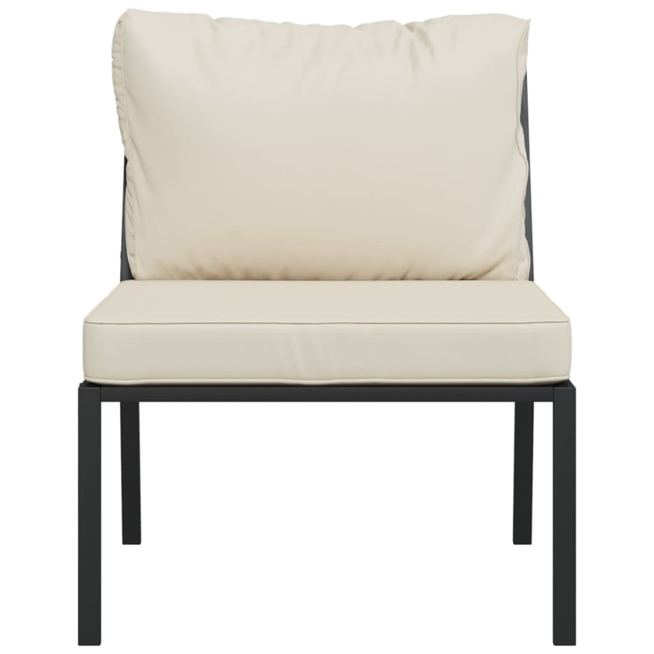 Sillas de jardín 2 uds acero con cojines color arena