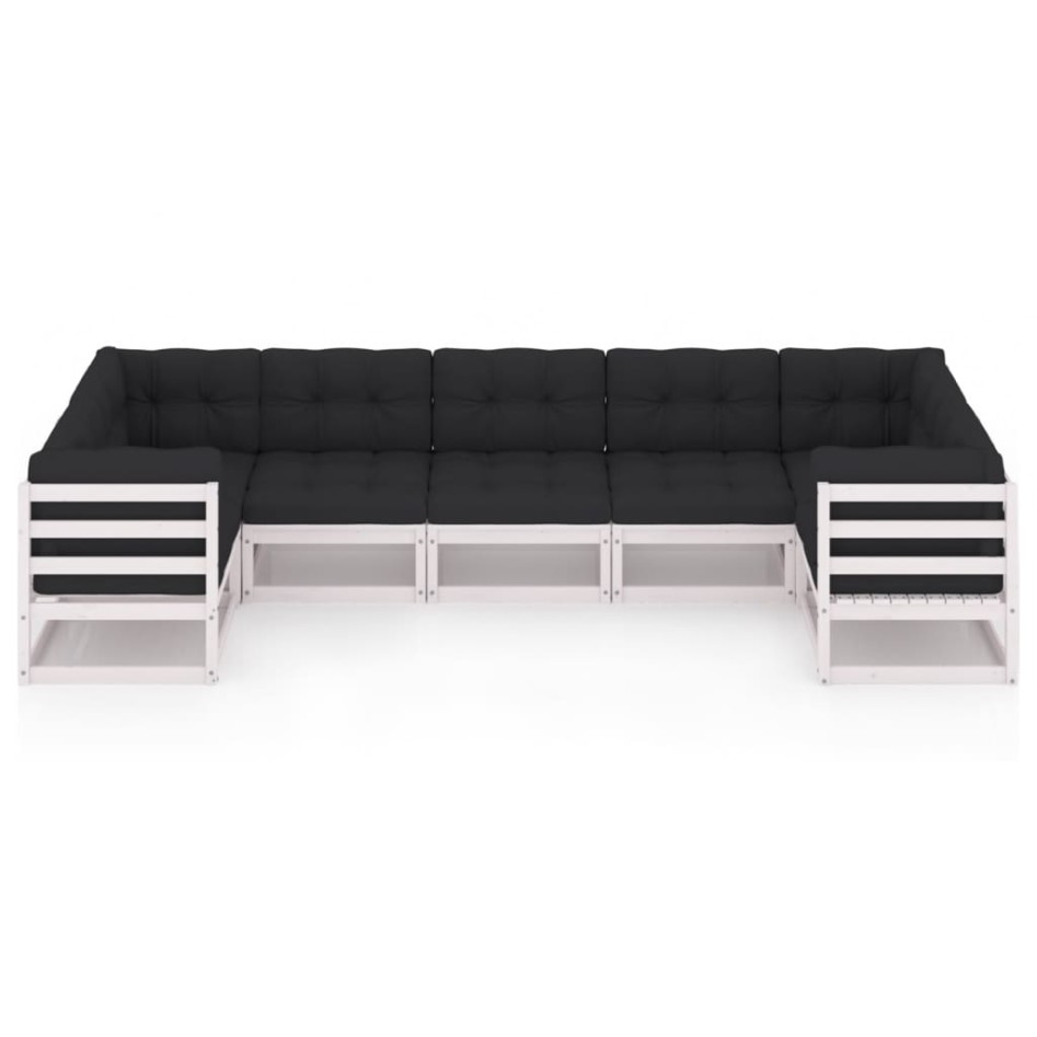 Set muebles jardín 7 pzas con cojines madera maciza pino