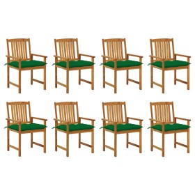 Sillas de jardín con cojines 8 uds madera maciza de