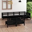 Juego de muebles de jardín 8 pzas madera maciza de pino negro