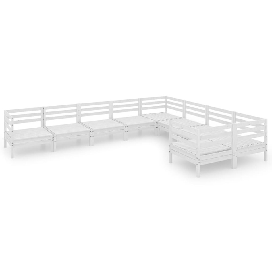 Juego de muebles de jardín 9 piezas madera maciza pino