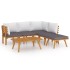 Muebles de jardín 6 piezas con cojines madera maciza de