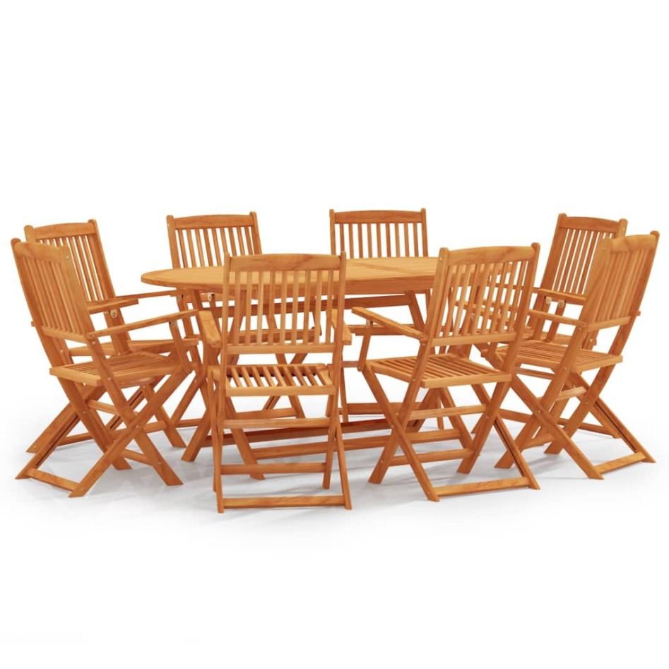 Set de comedor de jardín plegable 9 pzas madera