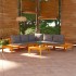 Set muebles de jardín 4 pzas cojines gris oscuro madera