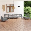 Juego de muebles de jardín 8 piezas madera maciza de pino gris