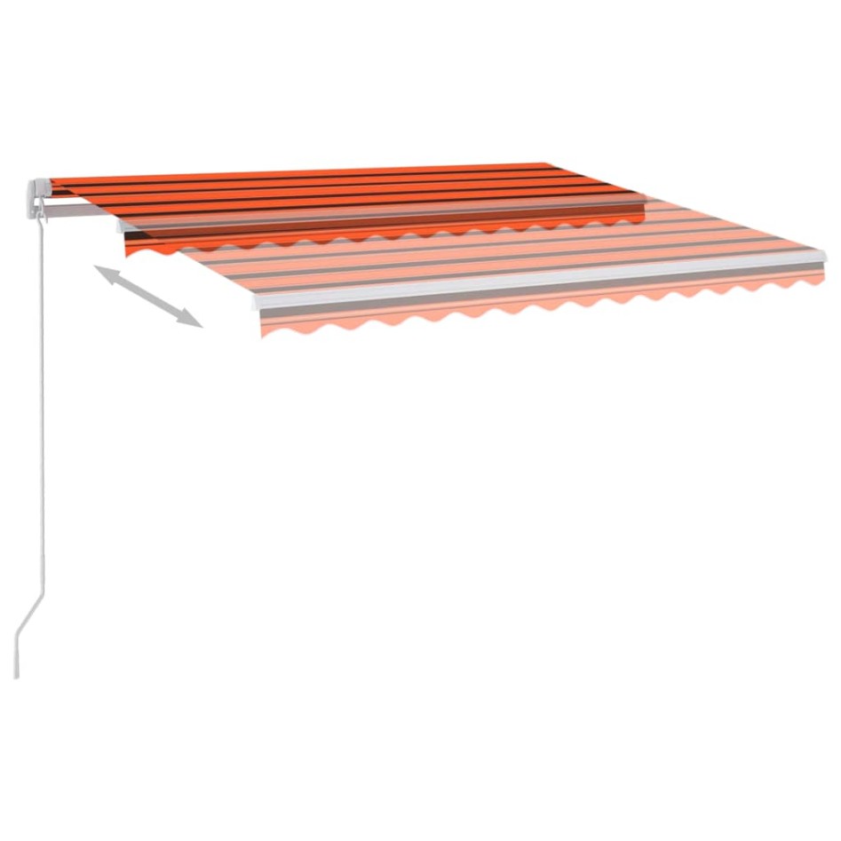 Toldo automático LED y sensor de viento naranja marrón 3x2,5