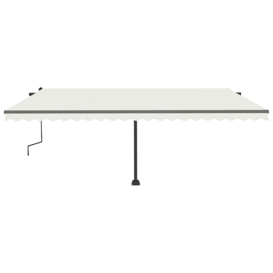 Toldo retráctil manual con luz LED crema 500x300