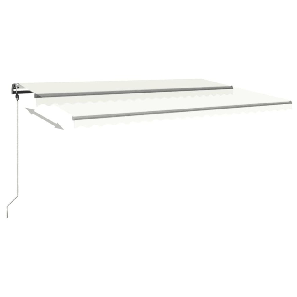 Toldo retráctil manual con luz LED crema 500x300