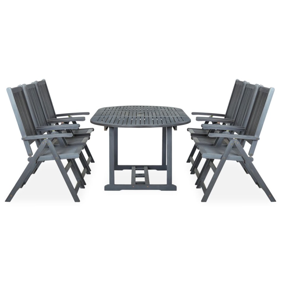 Set de comedor de jardín 7 piezas madera maciza de acacia