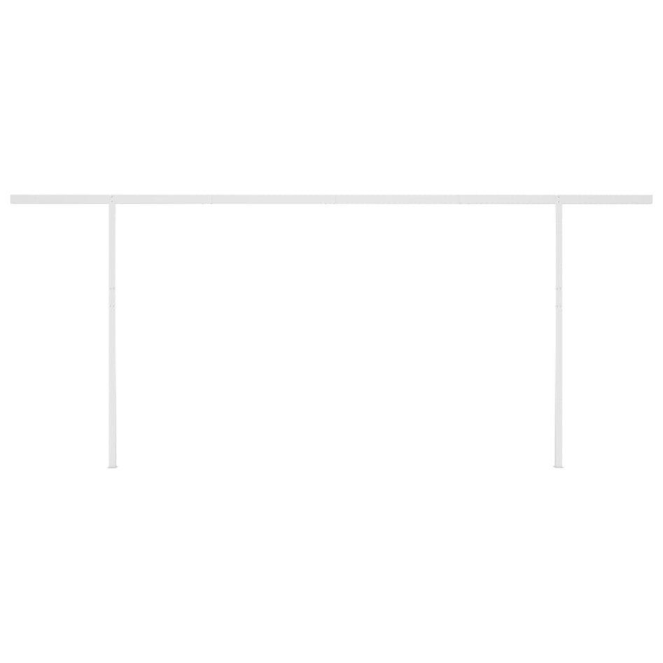 Toldo retráctil automático con postes amarillo y blanco 5x3