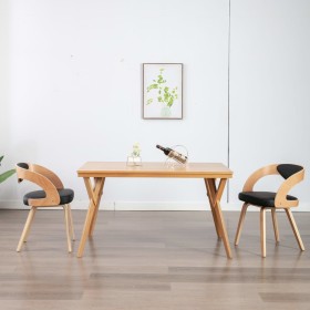 Sillas de comedor 2 uds madera curvada y cuero sintético