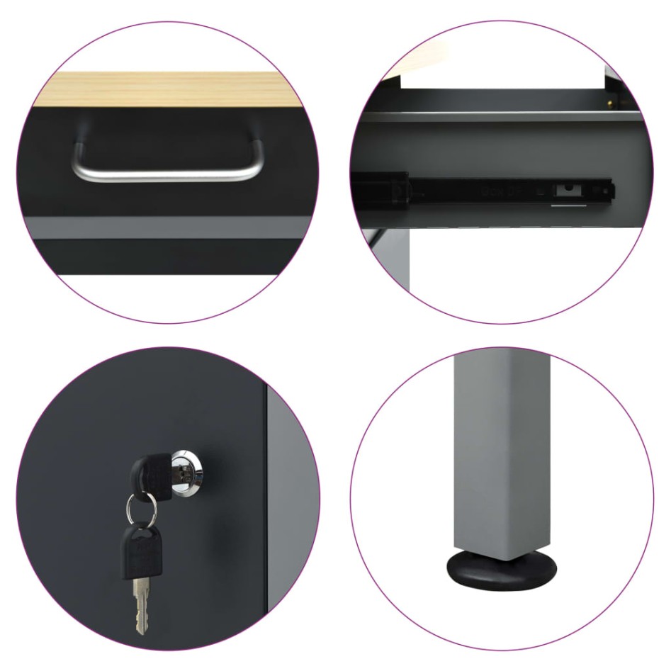 Banco de trabajo de acero negro 160x60x85