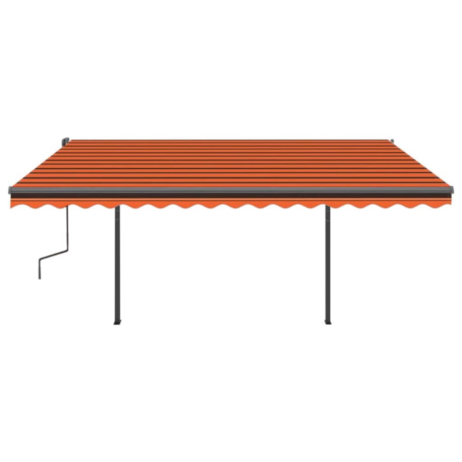 Toldo manual retráctil con postes naranja y marrón 4x3