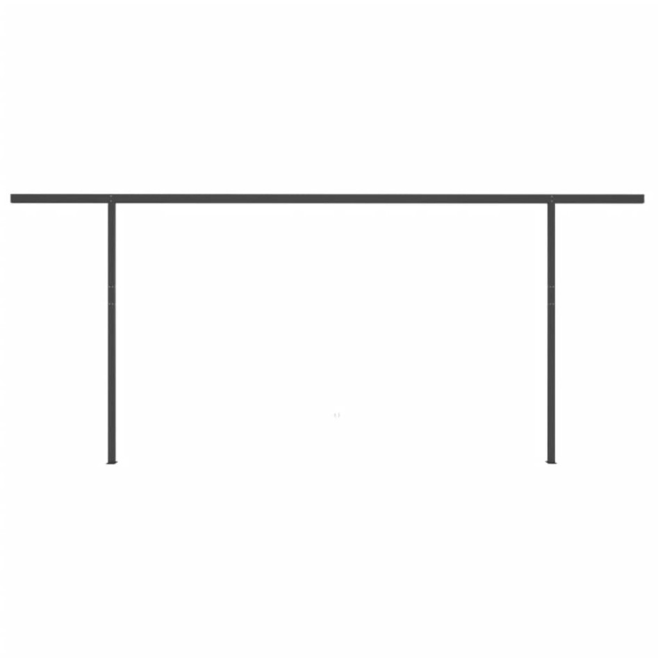 Toldo retráctil manual con postes crema 5x3