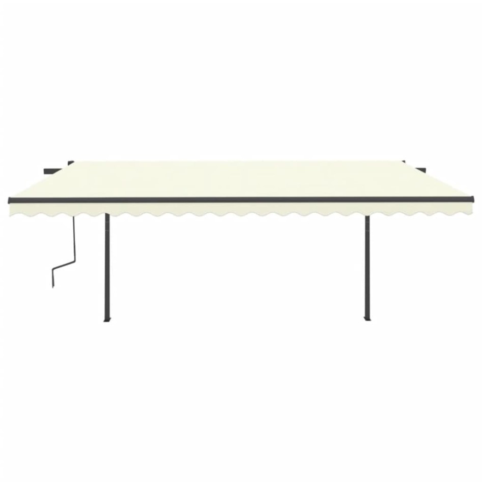 Toldo retráctil manual con postes color crema 5x3