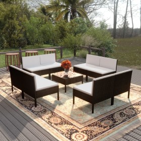 Set de muebles de jardín 9 pzas cojines ratán sintético