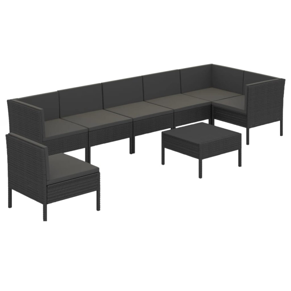 Set de muebles de jardín 8 pzas y cojines ratán sintético