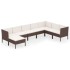 Set muebles de jardín 8 pzas y cojines ratán sintético