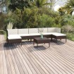 Set muebles de jardín 8 pzas y cojines ratán sintético marrón