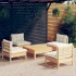 Muebles de jardín 5 piezas cojines madera de pino