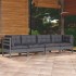 Muebles de jardín 4 piezas con cojines de madera maciza de