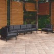 Juego de muebles de jardín 6 pzas y cojines madera maciza pino