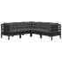 Muebles de jardín 5 pzas con cojines negro madera maciza
