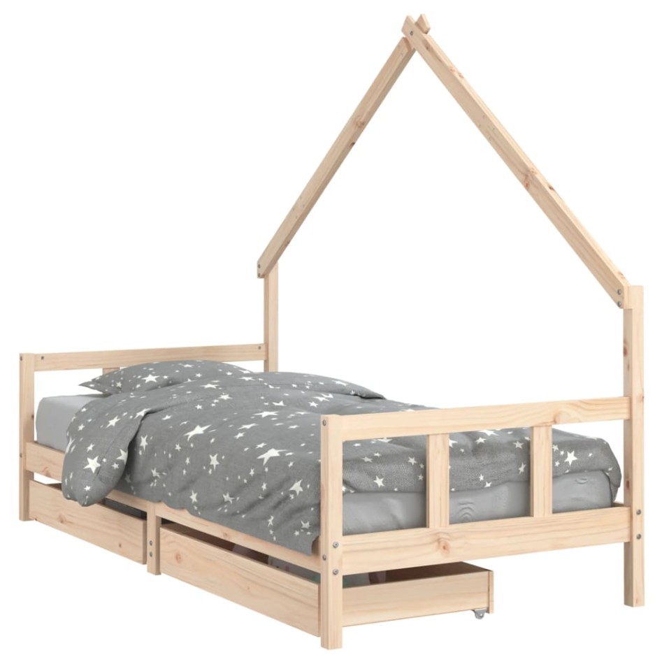 Estructura de cama para niños con cajones madera pino 90x200