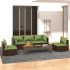 Set muebles de jardín 5 piezas y cojines ratán sintético