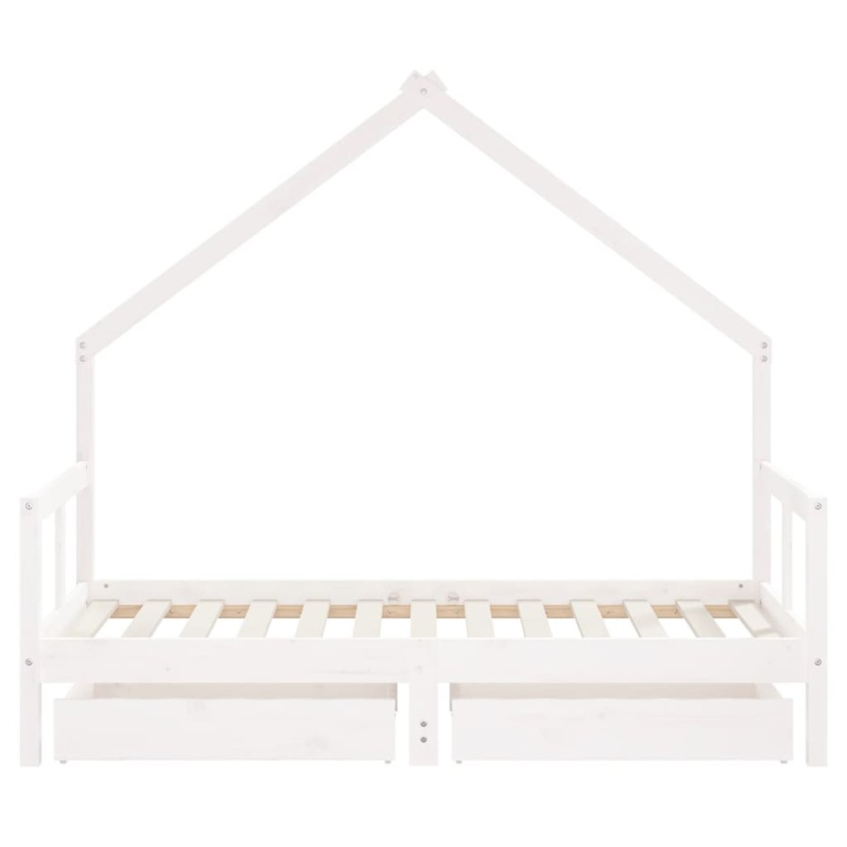 Estructura cama infantil y cajones madera pino blanco 80x160