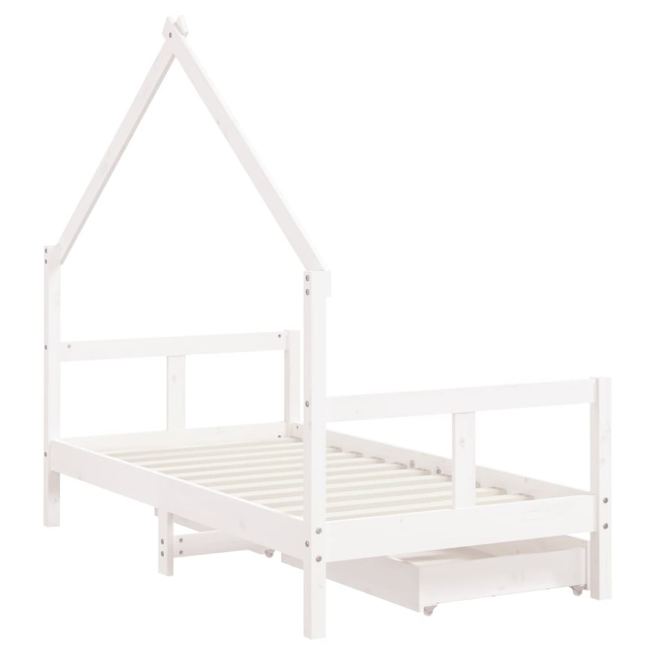 Estructura cama infantil y cajones madera pino blanco 80x160