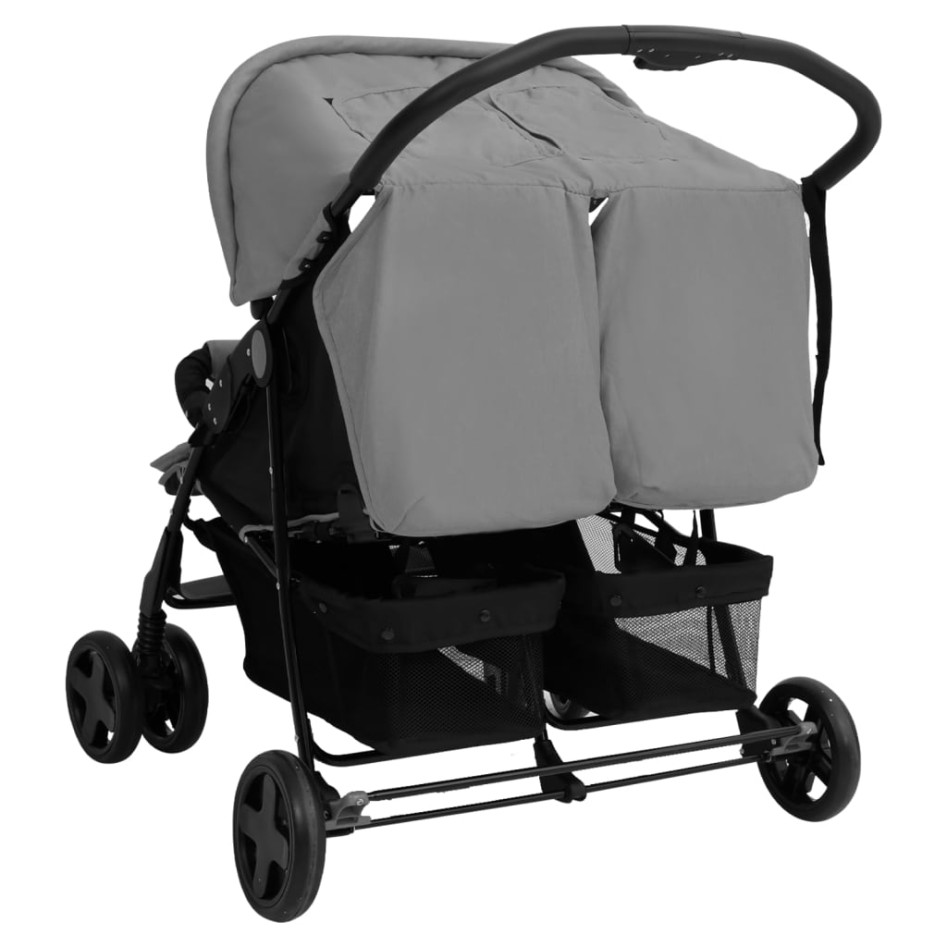 Carrito para gemelos de acero gris
