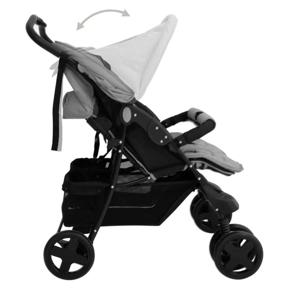 Carrito para gemelos de acero gris