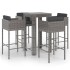 Set muebles bar jardín 5 piezas y cojines ratán sintético
