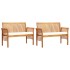 Set comedor de jardín 3 pzas y cojines madera maciza de