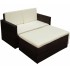 Set muebles de jardín 2 piezas y cojines ratán sintético