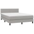 Cama box spring con colchón tela y LED gris claro 140x200