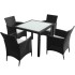 Set comedor de jardín 5 piezas y cojines ratán sintético