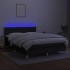 Cama box spring colchón y luces LED tela negro 140x200