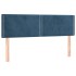 Cama box spring colchón y LED terciopelo azul oscuro 140x200
