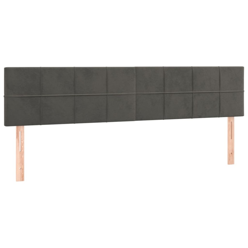 Cama box spring colchón y LED terciopelo gris oscuro 160x200
