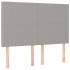 Cama box spring colchón y luces LED tela gris claro 140x190
