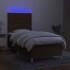 Cama box spring colchón luces LED tela marrón oscuro